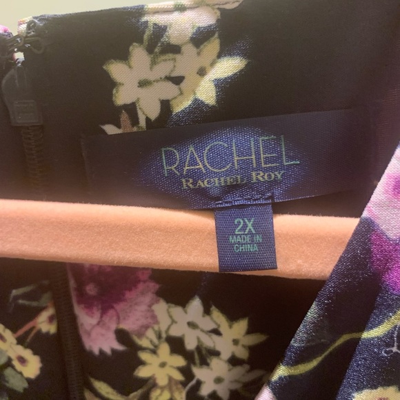 Rachel Roy Navy Blue Floral Dress 2X - Picture 7 of 8